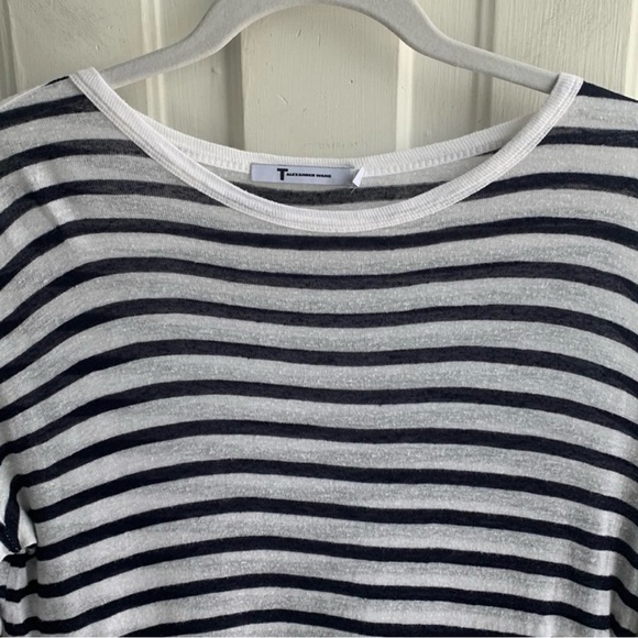 T BY ALEXANDER WANG Striped Rayon Linen Tee - Picture 6 of 7